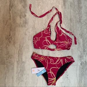 Cupshe NWT Women’s Small Floral, Pink Bikini